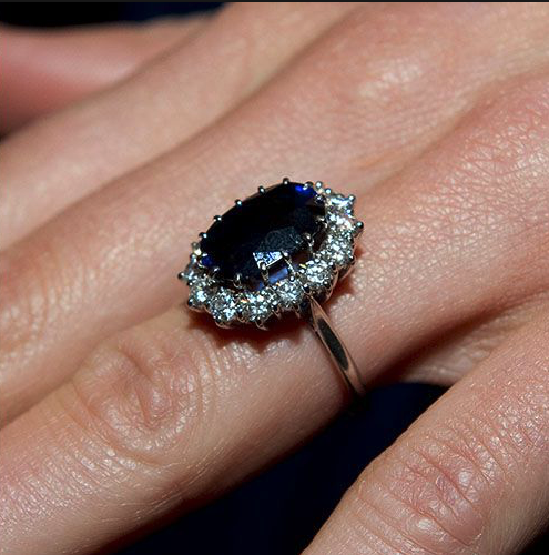 Diana Ring In 14K Yellow Gold Blue Sapphire Engagement Ring Vintage  Inspired Princess Diana Gold Ring - Camellia Jewelry